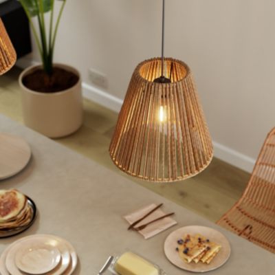 Abat-jour pour suspension rond en rotin Ø29.5cm GoodHome Florican