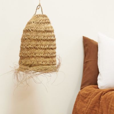 Abat-jour tube fibre de palmier (40x28 cm - Naturel)