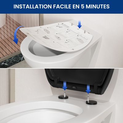 Abattant de WC avec Système d'abaissement Automatique et Bouton-poussoir Mono-touche, en Forme de O, CECIPA MAX Abattant WC