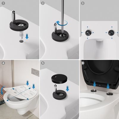 Abattant de WC avec Système d'abaissement Automatique et Bouton-poussoir Mono-touche, en Forme de O, CECIPA MAX Abattant WC