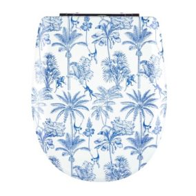 Abattant easy clip avec descente assistée au style palmeraie (38x49.5 cm - Bleu)