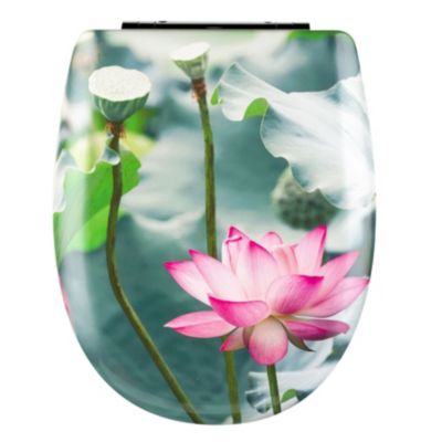Abattant easy clip à descente assistée fleuri (49.5x38 cm - Vert)