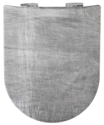 Abattant OLFA avec Descente Assistée Imitation "Inox Rayé" (47x36.5 cm - Gris)