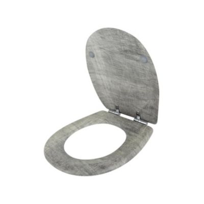 Abattant OLFA avec Descente Assistée Imitation "Inox Rayé" (47x36.5 cm - Gris)