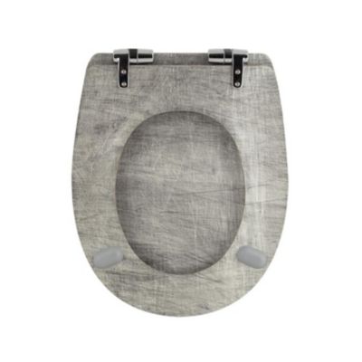 Abattant OLFA avec Descente Assistée Imitation "Inox Rayé" (47x36.5 cm - Gris)
