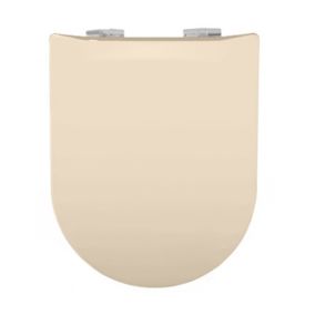 Abattant uni wood slim double avec descente assistée (36.5x48 cm - Beige)