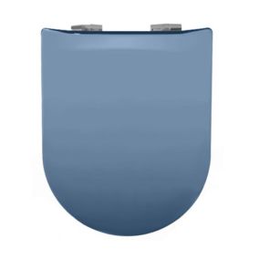 Abattant uni wood slim double avec descente assistée (36.5x48 cm - Bleu azur)