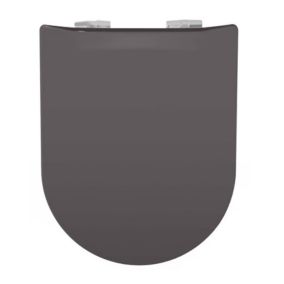 Abattant uni wood slim double avec descente assistée (36.5x48 cm - Gris anthracite)