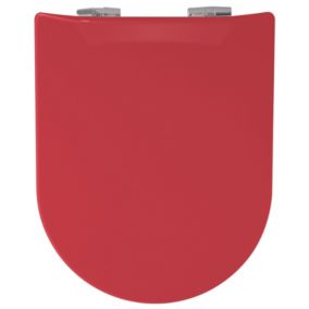 Abattant uni wood slim double avec descente assistée (36.5x48 cm - Rouge Orangé)