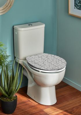 Abattant WC à clipser noir et blanc à motif en thermodur avec frein de  chute Urbain