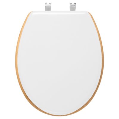 Abattant WC à fermeture silencieuse blanc et aspect bois, 5Five Modern