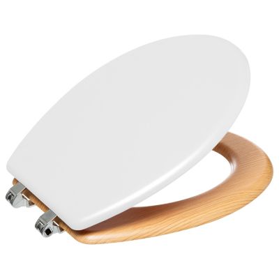 Abattant WC à fermeture silencieuse blanc et aspect bois, 5Five Modern