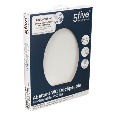 Abattant WC antibactérien blanc à clipser avec frein de chute