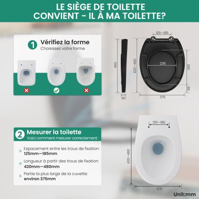 Abattant WC avec Système d'abaissement Automatique , ANYCEE MAX Couvercle de Toilette en Duroplast, en Forme de O