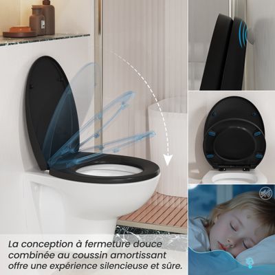 Abattant WC avec Système d'abaissement Automatique , ANYCEE MAX Couvercle de Toilette en Duroplast, en Forme de O