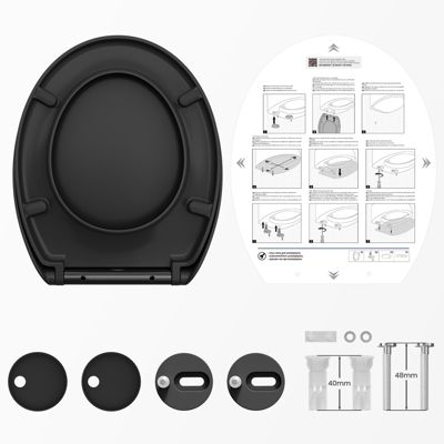 Abattant WC avec Système d'abaissement Automatique , ANYCEE MAX Couvercle de Toilette en Duroplast, en Forme de O