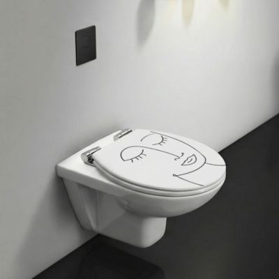 Abattant WC blanc en bois avec frein de chute Bemis