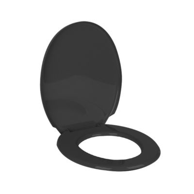 Abattant WC, Couvercle de Toilette avec charnières en Acier Inoxydable, coloris noir - Longueur 45.4 x Profondeur 36.5 cm
