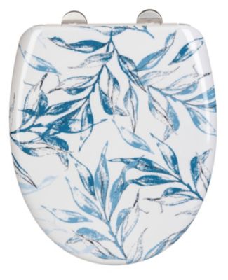 Abattant WC déclipsable imprimé fleurs bleues avec frein de chute Catala