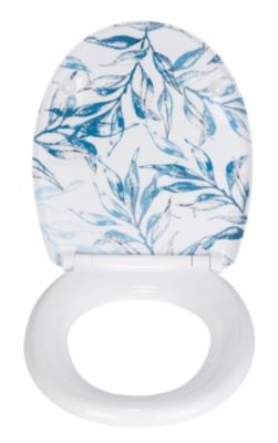 Abattant WC déclipsable imprimé fleurs bleues avec frein de chute Catala