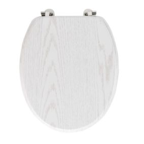 Abattant wc  -  - Effet bois (45x37.5x5.5 cm - Blanc)