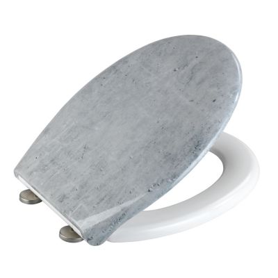 Abattant WC effet marbre Concrete - Abaissement automatique - Duroplast - Gris