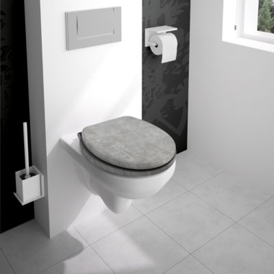 Abattant WC en bois compressé décor béton clair 4 faces NATURO