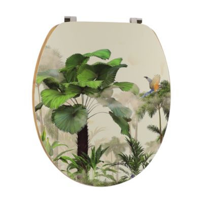 Abattant WC en Bois déco Oasis avec Kit fixation en Acier Inoxydable
