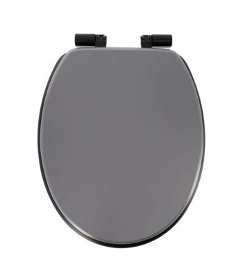 Abattant WC en Bois Gris et Noir avec frein de chute et kit de fixation