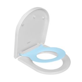 Abattant WC Familial TODOT Forme D Déclipsable avec Frein de chute Siège Enfant Bleu Retirable