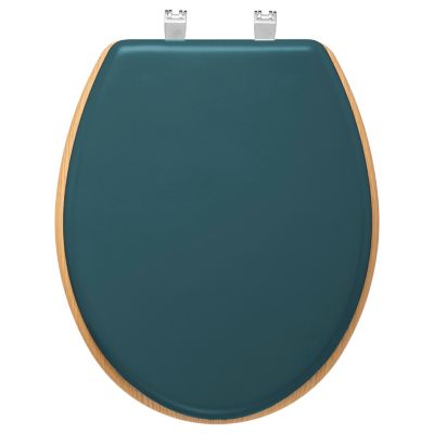 Abattant WC Five Modern coloris bois et bleu p trole avec frein de