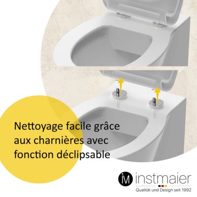 Abattant WC forme en D en duroplast blanc avec frein de chute ALMA