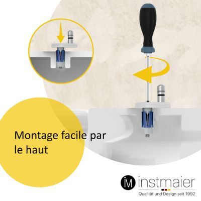 Abattant WC forme en D en duroplast blanc avec frein de chute ALMA