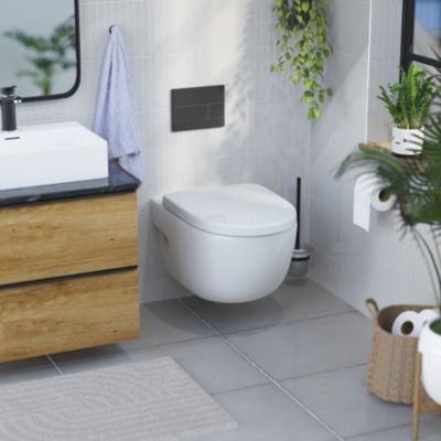 Abattant WC forme en D en duroplast blanc avec frein de chute ALMA