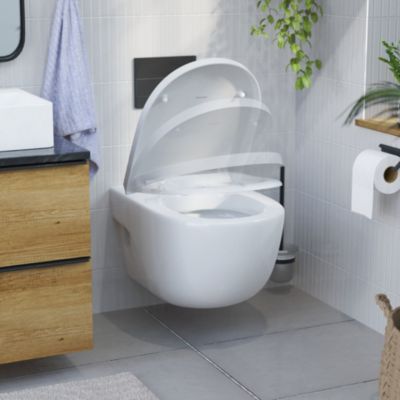 Abattant WC forme en D en duroplast blanc avec frein de chute ALMA