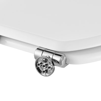 Abattant WC GoodHome Pilica coloris blanc en bois avec frein de chute