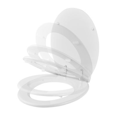 Abattant WC GoodHome Pilica coloris blanc en bois avec frein de chute