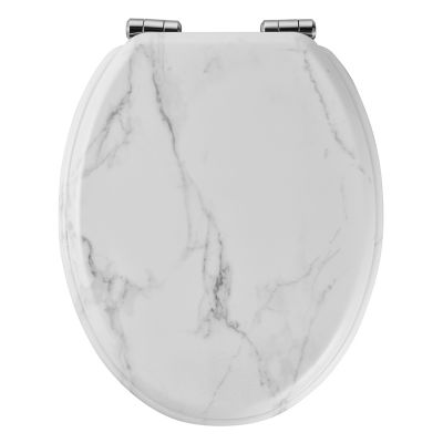 Abattant WC GoodHome Pilica coloris blanc et noir en bois avec frein de chute