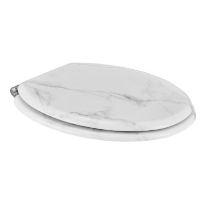 Abattant WC GoodHome Pilica coloris blanc et noir en bois avec frein de chute