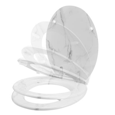 Abattant WC GoodHome Pilica coloris blanc et noir en bois avec frein de chute