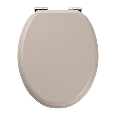 Abattant WC GoodHome Pilica coloris taupe en bois avec frein de chute