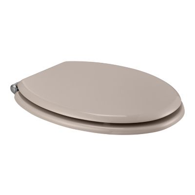 Abattant WC GoodHome Pilica coloris taupe en bois avec frein de chute