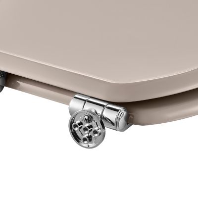 Abattant WC GoodHome Pilica coloris taupe en bois avec frein de chute