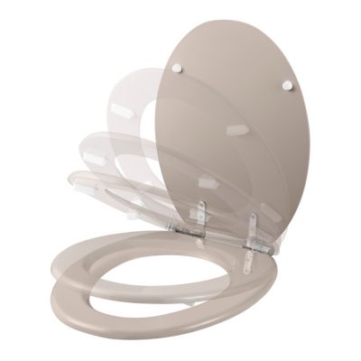 Abattant WC GoodHome Pilica coloris taupe en bois avec frein de chute