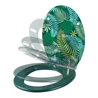 Abattant WC GoodHome Pilica coloris vert en bois avec frein de chute