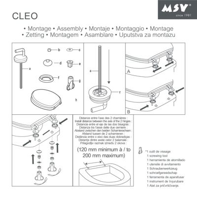 Abattant Wc MDF Bleu Marine - MSV - Universel - Fixation par le dessus avec entraxe universelle