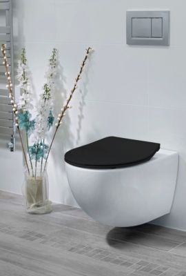 Abattant WC noir mat avec frein de chute Slim Bemis