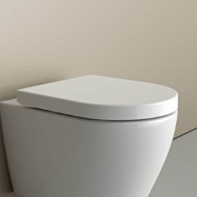 Abattant WC plastique Lunette WC, Cuvette toilette fermeture en douceur, Blanc, 42,5x36,3x4,9cm, U1009