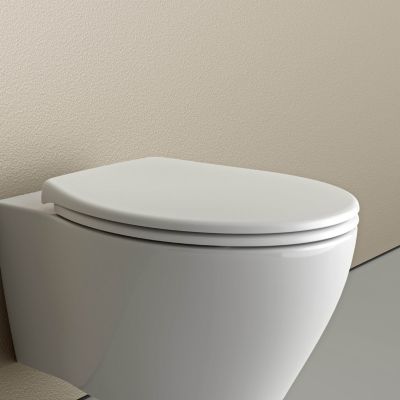 Abattant WC plastique Lunette WC, Cuvette toilette fermeture en douceur - Blanc - 44,6x37,1x5,2cm - U2004