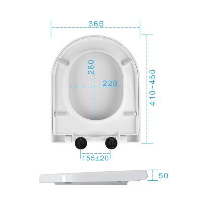 Abattant WC TODOT Déclipsable Forme D avec Frein de Chute
